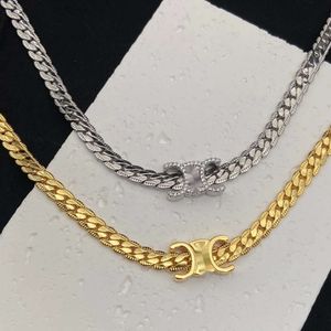 Necklace designer jewelry new titanium steel diamond inlaid double-sided letter necklace necklace necklace ins niche light luxury high-end feeling necklace