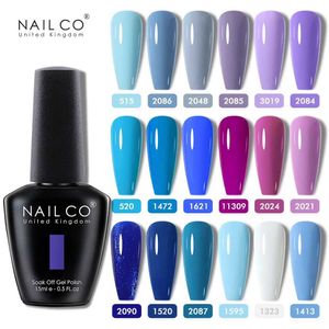 تلميع الأظافر Nailco 15ml الأزرق UV Gel Nail Clearcoat المصنوع يدويًا ورديًا تصميمًا هلامًا بيربل ألوان سلسلة مختل