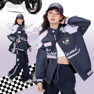 Sanrios Kuromi Jacket Biker Baseball Uniform Cinnamoroll Melody Suits Winter Bomber Jacket Y2K Women Jacket Vintage Streetwear 240528