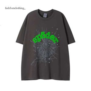 SP5DERS Camiseta Designer de camisetas Tee de luxo masculino Tshirts espuma da web impressa Men e mulheres de mangas curtas de mangas curtas Spranha 659c