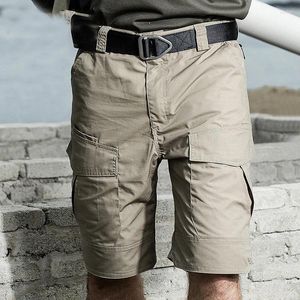 Shorts masculinos Carga de acampamento ao ar livre Ciclismo de ciclismo Summer meia -calça multi -bolsos do joelho de treinamento masculino