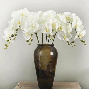 Decorative Flowers High Quality Artificial Silk White Orchid Butterfly Moth Phalaenopsis Fake Flower For Wedding Home Festival Decoration