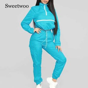 Dresowe dresy dla kobiet Dwuczęściowe zestawy sportowe prowadzenie neonowych elastycznych dróg fitness Tops Tops Prespants Jogger Gym Autumn Ladies Zestawy Z240530