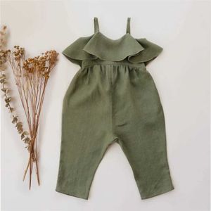 Rompers Baby Girl Summer Clothes Toddler Girls Jumpsuits Linen Cotton One Piece For 0-3Yrs Kids H240530