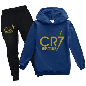 Kläder sätter cr7 ronaldo barn hoodies byxor 2 st/set träning barn un casual luminous huvtröja och harem för 2-14y 2011 dhtmo