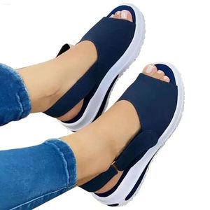 Sandálias abertas femininas Casual Summer Fashion Toe Platform Wedge Beach Slide 21e