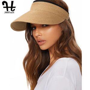 Furtalk Womens Sun Visor Hat Strå Sun Visirs For Women Summer Packable Ponytail Beach Hats For Women Travel Upf 50 240530