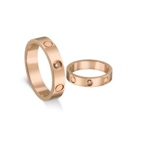 Ringar Gold Love Ring -förlovningsringar för kvinnor, diamantring med titanstål, klassiska guld- och silverrosor, tillgängliga i D