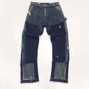 Pants Men's 2024 Spring Distressed Vintage Washed Denim Cargo Jeans