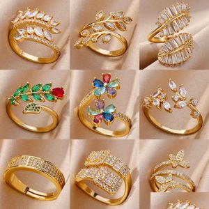 Com pedras laterais, anéis de corrente de cinto de moda para mulheres cor de aço inoxidável de aço inoxidável tendência de jóias estéticas coreanas Anilos mujer 2024 dhkyv