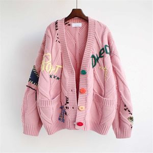 2022 spring and autumn Korean version new lazy wind cardigan sweater womens coat loose short sweater autumn top