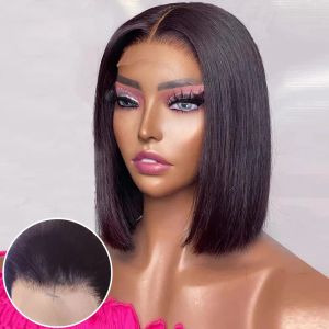 Wigs Wear Go Glueless Wig Lace Pront Human Hair Rigs for Women 818 Inch Brazilian Straight Short Bob 13x4 Lace Brontal Real Real 240123