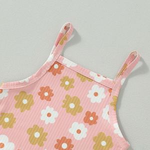 0-36 Months Baby Girl Summer Outfit Flower Print ärmlösa tank tops Elastiska midjeshorts spädbarn flickor 2 st kläder set d0fe08