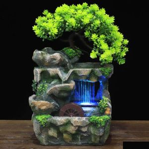 Dekorativa föremål Figurer inomhus bordsskiva vattenfall fontän rockery bonsai zen meditation avslappning kaskadvatten fontäner o dhroj