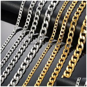 Tênis, colares masculinos graduados NK Cadeiras de elos de ligação 4/5/6/8mm 18k ouro banhado aço inoxidável colar cubano women acessórios fashio dhofg
