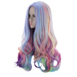 Cosplay Perücken lange lockige mti-color charmante FL für Mädchenparty oder tägliche Verwendung von Perücken Drop Lieferung Haarprodukte Dhotx