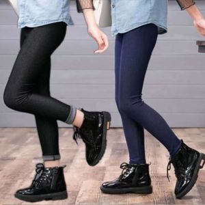 Kids Trousers 100% Cotton Casual Elastic Imitation Denim Girl Slim Leggings Spring Autumn All-match Pants L2405