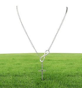 WholeN606 Personality Infinity Lariat Pendant Necklaces Silver Plated European Collares Necklace Forever Faith Necklace9341768