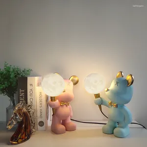 Lampy stołowe brutalne niedźwiedź chłopcy dziewczęta dziecięce pokój naukowy sypialnia nocna nocna dekoracje oświetlenia