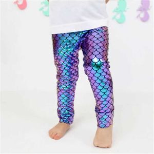 Leggings calmanti pantaloncini 1-5 anni per bambini pantaloni sirene pantaloni baby pesce lucido scatil ggings ragazza simpatica pantaloni da festa principessa bambini wx5.29