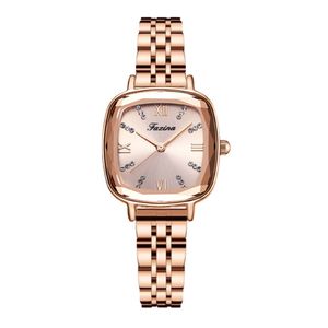 Retro Series watch Clever Freely Stainless Steel Band Quartz Womens Watches Square Dial Ladies Watch Brilliant Light Wristwatches 234c