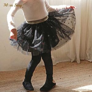 Legginsy Rajstopy Spodnie moda dziewczynka księżniczka bawełniana bawełniana z bling gwiazdy tutu spódnicę dziecięce kulorzy kulis plaster w pracy wiosna ubrania dla niemowląt 2-10Y WX5.29