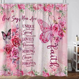 Shower Curtains Butterfly Flower Curtain Inspirational Quotes Farm Creative Modern Fashion Polyester Fabric Home Bathroom Decor