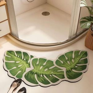 Bågformad kiselig lera golvtvättbassäng banan blad tecknad badrum snabb torkande fotdusch antiskid matta l2405