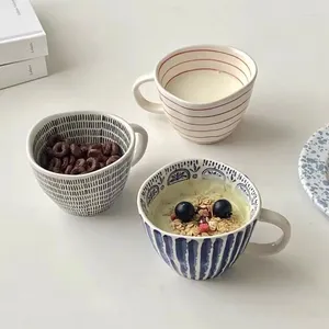 Mugs Milk Granola Breakfast Ins Japanese Style Hand-held Ceramic Mug Coffee Household Use Sense Of Design Good-looking Bowl Water Cup