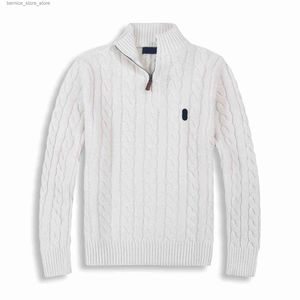 남자 스웨터 2024 New Mens 폴로 디자이너 스웨터 셔츠 두꺼운 반 지퍼 하이 목록 따뜻한 풀 오버 슬림 니트 니트 점퍼 작은 말 Q240530