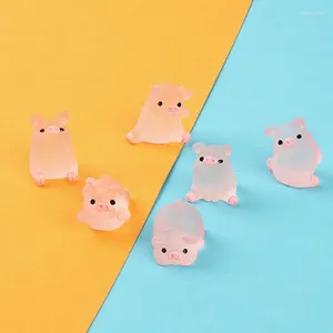 Dekoracyjne figurki 10pcs kawaii mini żywica kreskówka świnia miniatury terrarium ręcznie robione notatniki akcesoria dekoracji domowej