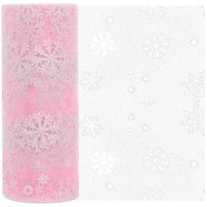 Decorative Figurines 10 Yards Christmas Snowflake Tulle Roll Glitter Organza Gauze Gift Xmas Wrapping For Decor Table Decoration