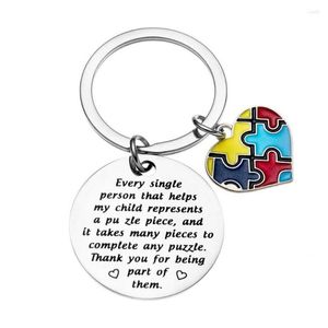 Keychains Lanyards Autism Awareness Jigsaw Puzzle Keychain Hope Colorf Piece Printed Pendant Key Ring Gift Teacher Drop Delivery FA DHB8J