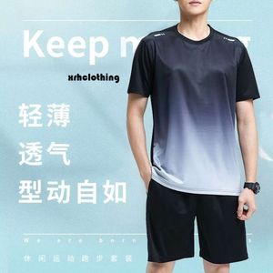 dresses Sports suit, short sleeved top, men's summer fitness clothes, thin quick drying running T-shirt, basketball training suit