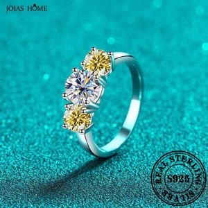 Parringar Joias Hemmode Silver 925 Mosonite Womens Gemstone Ring Par Ring Anniversary Gift Basic Wedding Ring Simple and Elegant S245309