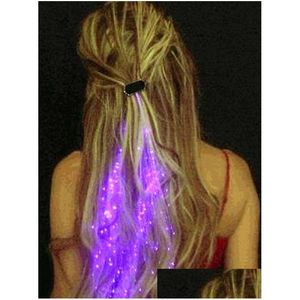 Other Festive & Party Supplies 10Pcs/Lot Luminous Light Up Led Hair Extension Flash Braid Girl Glow By Fiber Optic For Christmas Drop Dhp0K