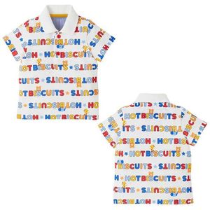 폴로 폴로스 여름 새 어린이 폴로 셔츠 만화 베어 곰 타기 인쇄 셔츠 짧은 7 위 2023 명의 한국 어린이 및 여자 의류 티셔츠 WX5.29