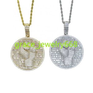 Fashion New Round Fist Pendant Necklace Delicate Full Diamond Uniter Mens Hip Hop Necklace Jewelry Romantic Gift