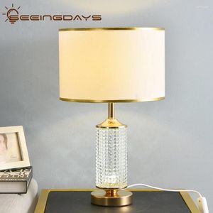 Bordslampor Rensning Crystal Glass LED för sovrummet vardagsrum nattskrivbordslampan upp och ner glans 220v 110v e27