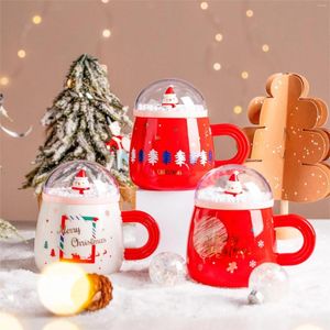 Kubki świąteczna kreskówka ceramiczna filiżanka z okładką kreatywna dziewczyna super urocza para herbaty biura kubek prezent