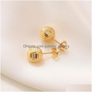 Stud 10k Solid Yellow Gold Ball Beads Piercing örhängen / Studs Earring Fancy Cut Diamond Drop Leverans smycken DHXVA