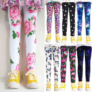 Girls' Fashion Cartoon Tight Spring and Autumn Baby Girls Slim Fit Flower Leggings Summer Children's Pants L2405