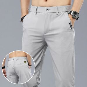 Sommer Neue Stretch Casual Hosen Männer dünne weiche Modegeschäft elastische koreanische koreanische schlanke männliche kleiderhose grau schwarz