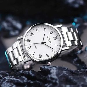 Wristwatches Leisure numbered dial quartz brand steel mesh strap mens round business watch luxury watch Reno Femino Q240529