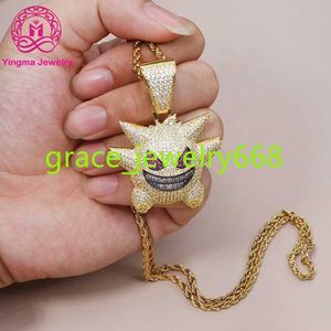 Customized Moissanite Iced Out Devil Pendant 925 Sterling Silver With Gold plated Moissanite Hip Hop Necklace For Men