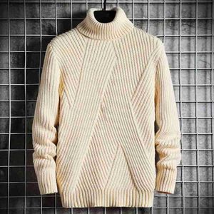 Erkek Sweaters Kore Moda Sweater Alay Boyun Kazak Tulunma Sonbahar İnce Fit Moda Giyim Erkekler Düz Renk Düzensiz Stripes 2023 Q240530