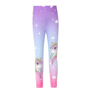 Kid Girl Unicorn Print ColorBlock Elasticized Leggings Soft Comfort Perfect for Outings och Daily Wear L2405