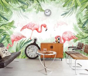 Bakgrundsbilder CJSIR Anpassad tapeter handritad tropisk regnskog flamingo heminredning vardagsrum sovrum bakgrund 3D