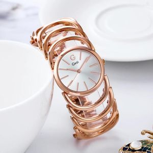 Wristwatches GEDI Luxury Rose Gold Quartz Bangle Watch For Women Fashion Link Chain Watchband Waterproof Jewelry Ladies Wristwatch