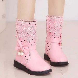 Boots Girl Fashion Boots New Childrens Cotton Shoes Bow Girl Boots Student Snow Boots Plush Childrens Boots WX5.29